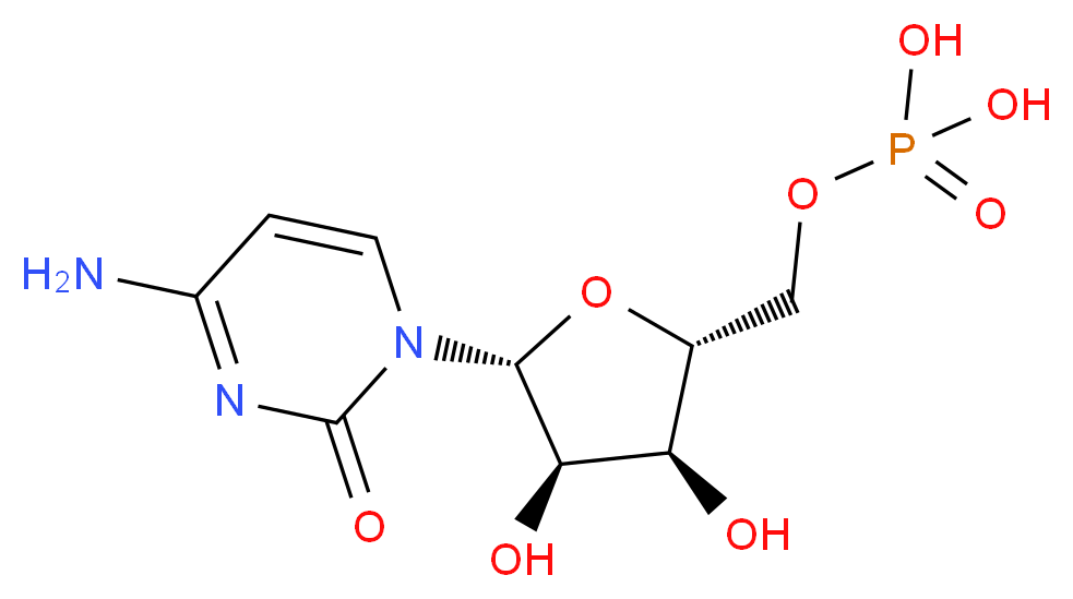 ((2R,3S,4R,5R)-5-(4-Amino-2-oxopyrimidin-1(2H)-yl)-3,4-dihydroxytetrahydrofuran-2-yl)methyl dihydrogen phosphate_Molecular_structure_CAS_63-37-6)