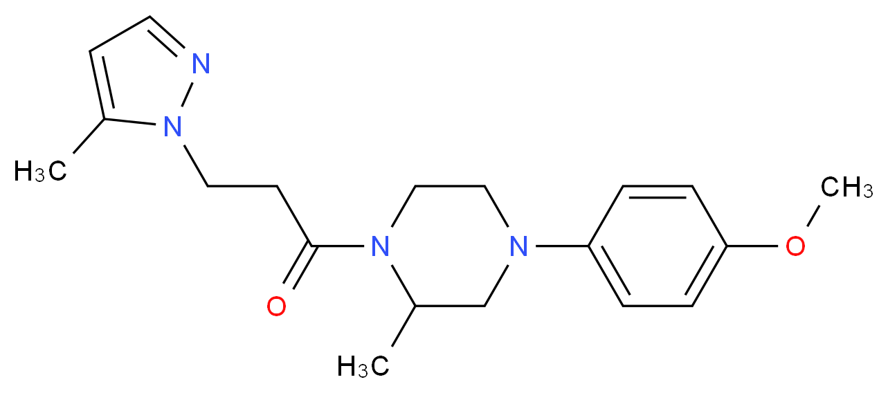 4-(4-methoxyphenyl)-2-methyl-1-[3-(5-methyl-1H-pyrazol-1-yl)propanoyl]piperazine_Molecular_structure_CAS_)