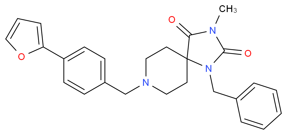 1-benzyl-8-[4-(2-furyl)benzyl]-3-methyl-1,3,8-triazaspiro[4.5]decane-2,4-dione_Molecular_structure_CAS_)