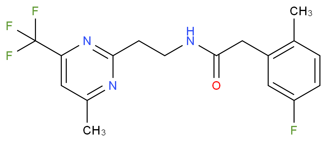2-(5-fluoro-2-methylphenyl)-N-{2-[4-methyl-6-(trifluoromethyl)pyrimidin-2-yl]ethyl}acetamide_Molecular_structure_CAS_)