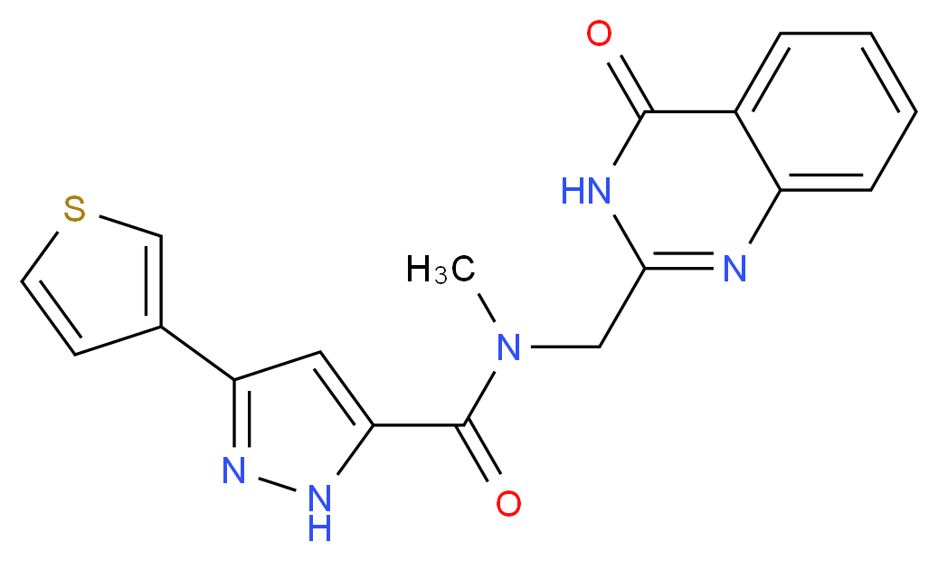 N-methyl-N-[(4-oxo-3,4-dihydro-2-quinazolinyl)methyl]-3-(3-thienyl)-1H-pyrazole-5-carboxamide_Molecular_structure_CAS_)