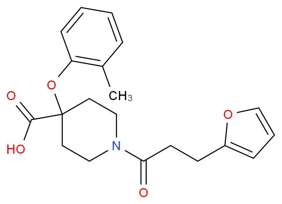 1-[3-(2-furyl)propanoyl]-4-(2-methylphenoxy)piperidine-4-carboxylic acid_Molecular_structure_CAS_)