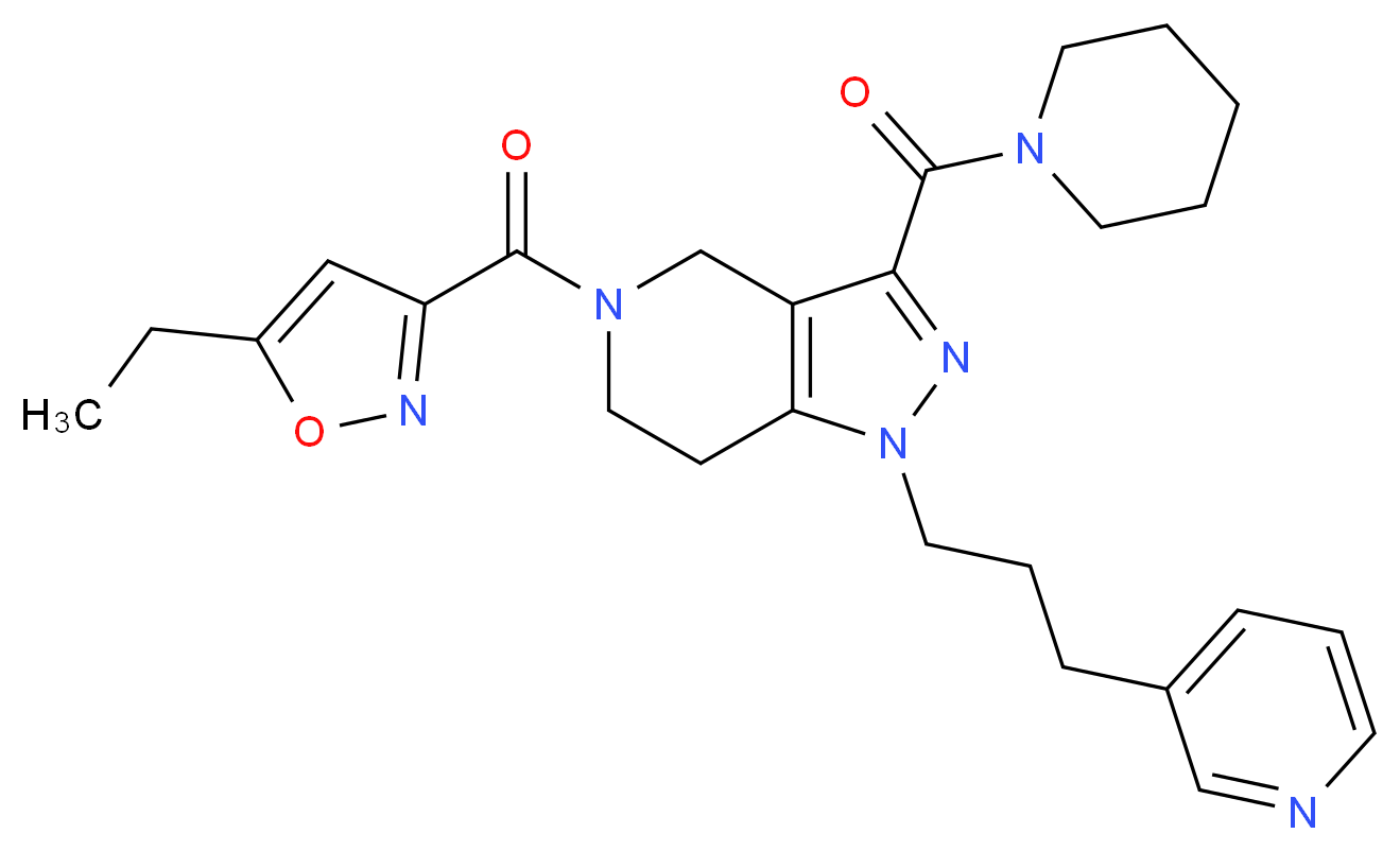 5-[(5-ethyl-3-isoxazolyl)carbonyl]-3-(1-piperidinylcarbonyl)-1-[3-(3-pyridinyl)propyl]-4,5,6,7-tetrahydro-1H-pyrazolo[4,3-c]pyridine_Molecular_structure_CAS_)