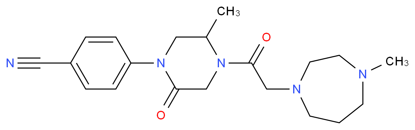 4-{5-methyl-4-[(4-methyl-1,4-diazepan-1-yl)acetyl]-2-oxo-1-piperazinyl}benzonitrile_Molecular_structure_CAS_)