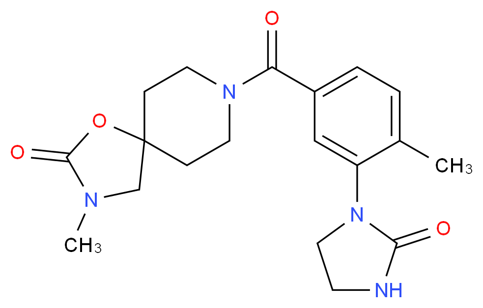 3-methyl-8-[4-methyl-3-(2-oxo-1-imidazolidinyl)benzoyl]-1-oxa-3,8-diazaspiro[4.5]decan-2-one_Molecular_structure_CAS_)