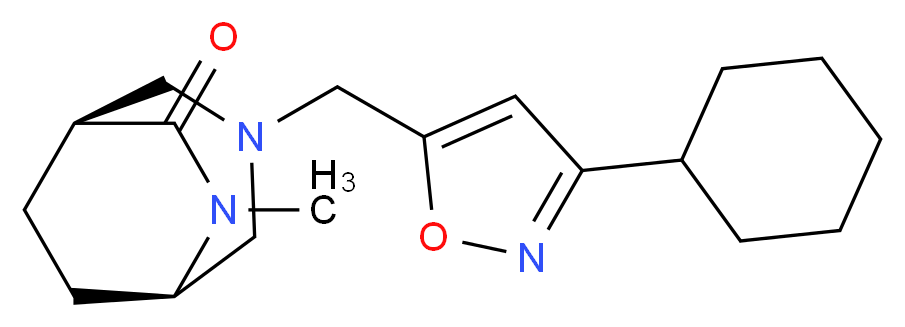 (1S*,5R*)-3-[(3-cyclohexylisoxazol-5-yl)methyl]-6-methyl-3,6-diazabicyclo[3.2.2]nonan-7-one_Molecular_structure_CAS_)