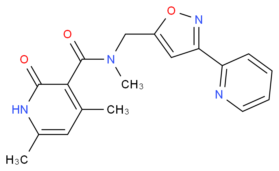 N,4,6-trimethyl-2-oxo-N-{[3-(2-pyridinyl)-5-isoxazolyl]methyl}-1,2-dihydro-3-pyridinecarboxamide_Molecular_structure_CAS_)