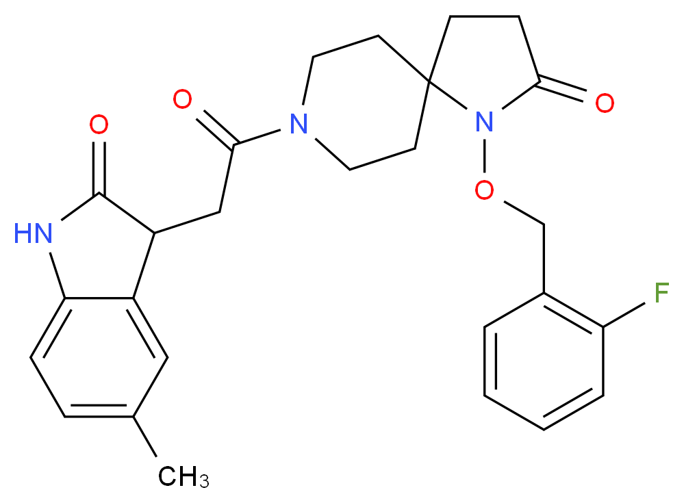 1-[(2-fluorobenzyl)oxy]-8-[(5-methyl-2-oxo-2,3-dihydro-1H-indol-3-yl)acetyl]-1,8-diazaspiro[4.5]decan-2-one_Molecular_structure_CAS_)