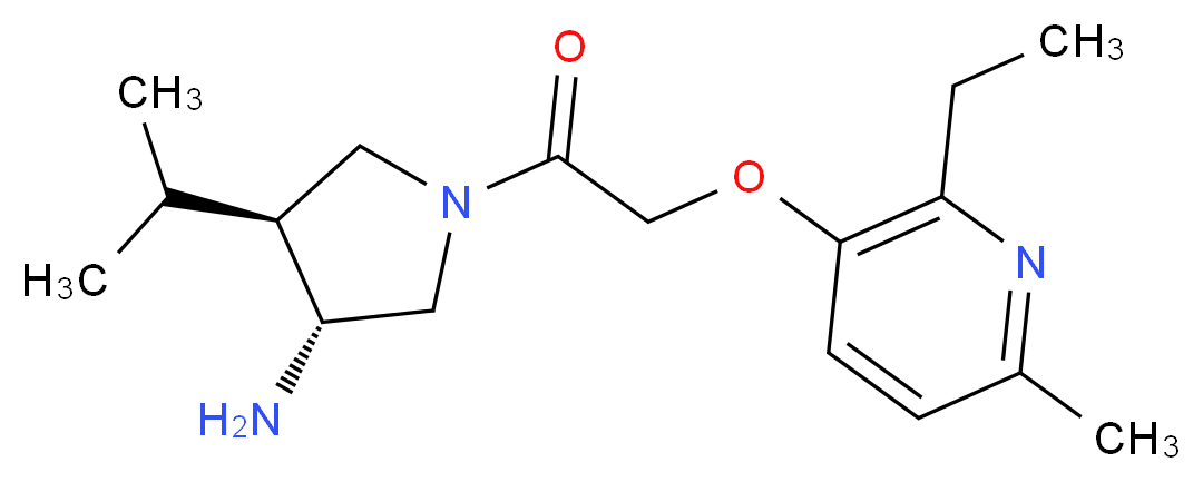 (3R*,4S*)-1-{[(2-ethyl-6-methyl-3-pyridinyl)oxy]acetyl}-4-isopropyl-3-pyrrolidinamine_Molecular_structure_CAS_)