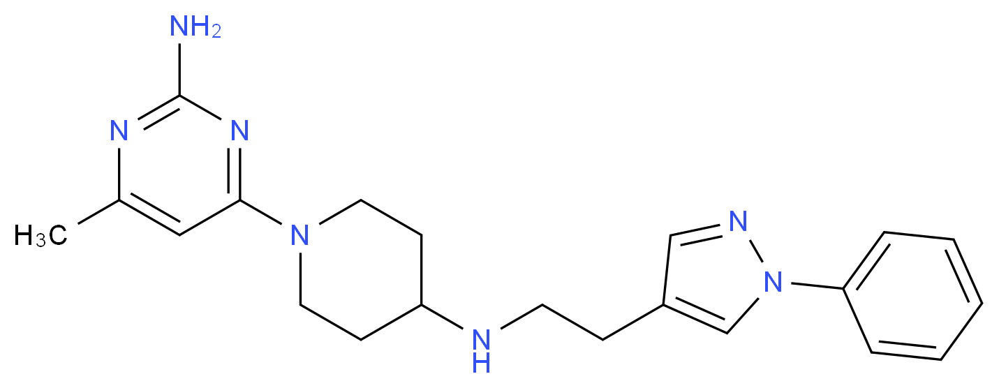 4-methyl-6-(4-{[2-(1-phenyl-1H-pyrazol-4-yl)ethyl]amino}piperidin-1-yl)pyrimidin-2-amine_Molecular_structure_CAS_)