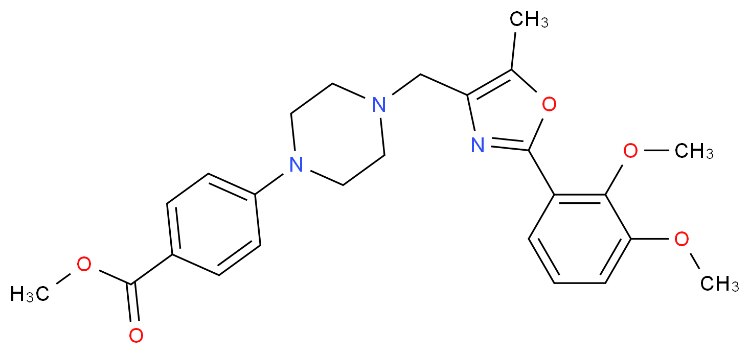 methyl 4-(4-{[2-(2,3-dimethoxyphenyl)-5-methyl-1,3-oxazol-4-yl]methyl}-1-piperazinyl)benzoate_Molecular_structure_CAS_)