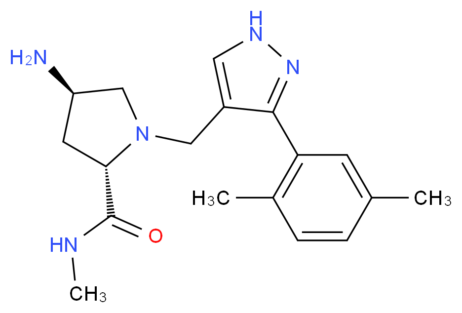 (2S,4R)-4-amino-1-{[3-(2,5-dimethylphenyl)-1H-pyrazol-4-yl]methyl}-N-methylpyrrolidine-2-carboxamide_Molecular_structure_CAS_)
