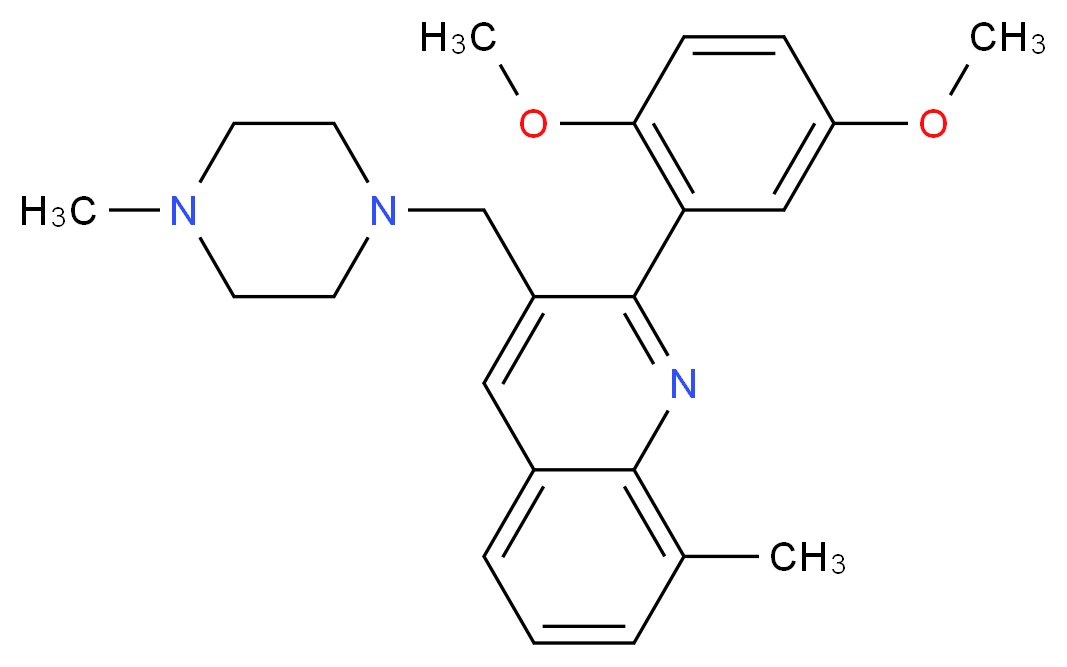 2-(2,5-dimethoxyphenyl)-8-methyl-3-[(4-methyl-1-piperazinyl)methyl]quinoline_Molecular_structure_CAS_)