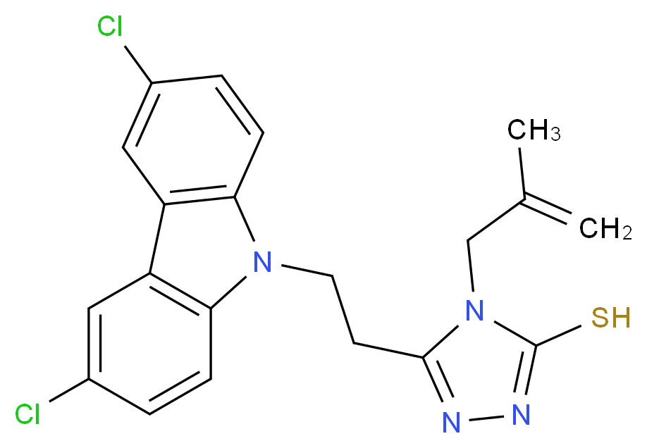 5-[2-(3,6-dichloro-9H-carbazol-9-yl)ethyl]-4-(2-methylprop-2-en-1-yl)-4H-1,2,4-triazole-3-thiol_Molecular_structure_CAS_)