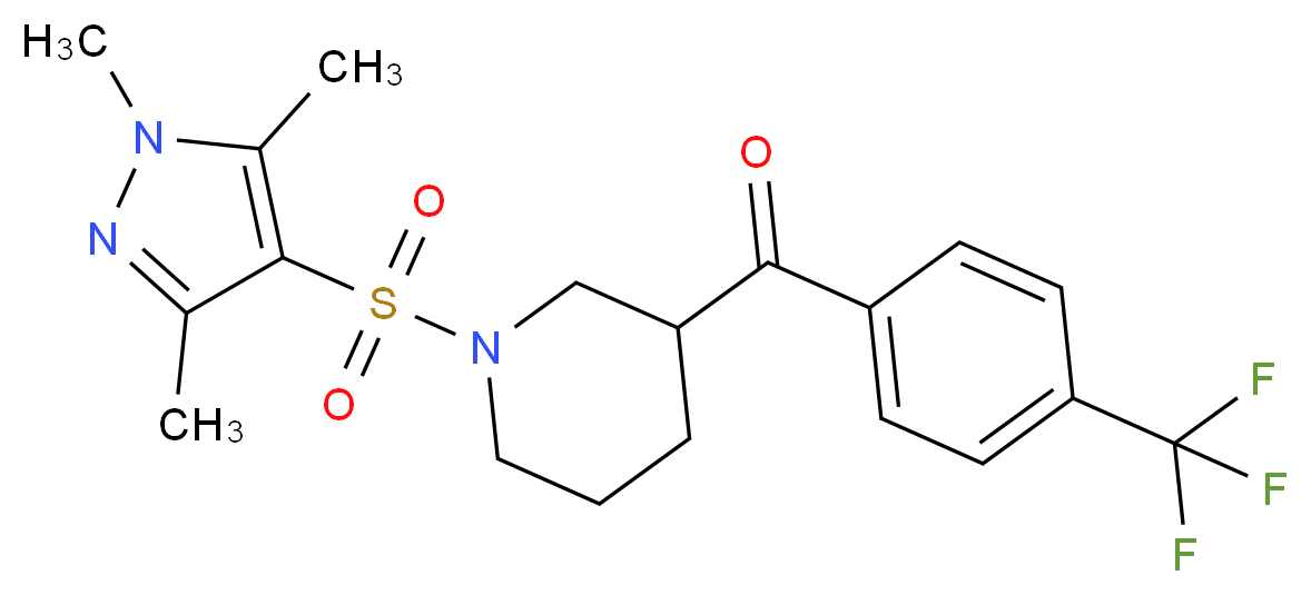[4-(trifluoromethyl)phenyl]{1-[(1,3,5-trimethyl-1H-pyrazol-4-yl)sulfonyl]-3-piperidinyl}methanone_Molecular_structure_CAS_)