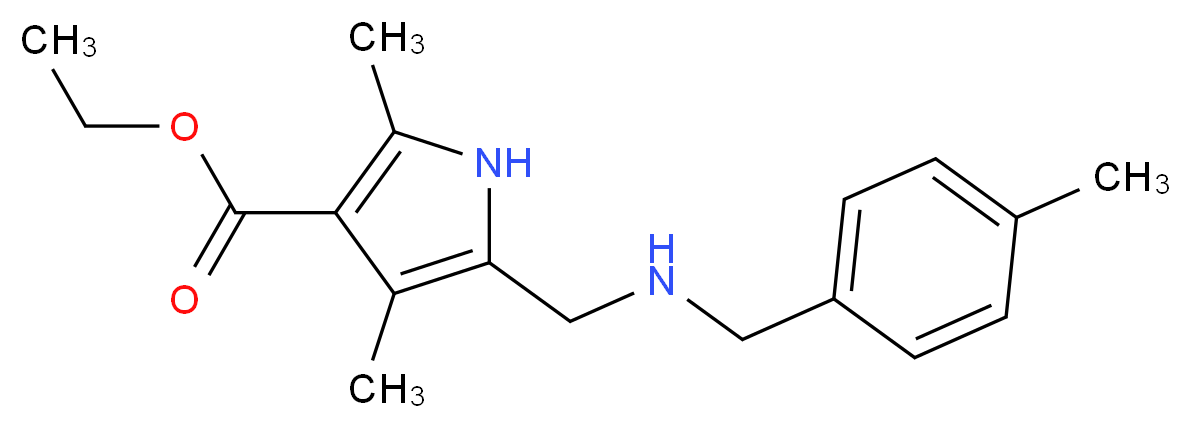 Ethyl 2,4-dimethyl-5-{[(4-methylbenzyl)amino]-methyl}-1H-pyrrole-3-carboxylate_Molecular_structure_CAS_)