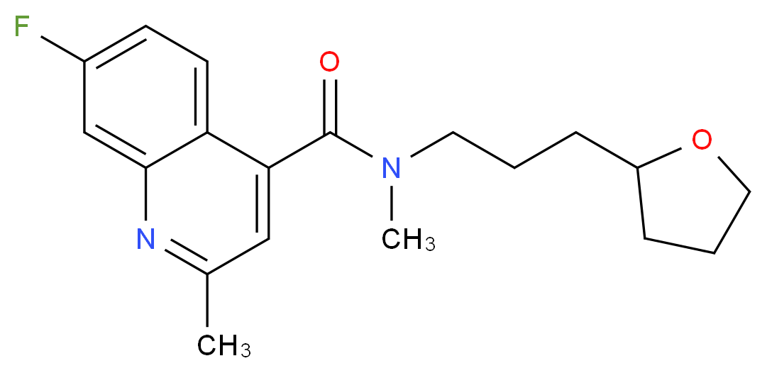 7-fluoro-N,2-dimethyl-N-[3-(tetrahydro-2-furanyl)propyl]-4-quinolinecarboxamide_Molecular_structure_CAS_)