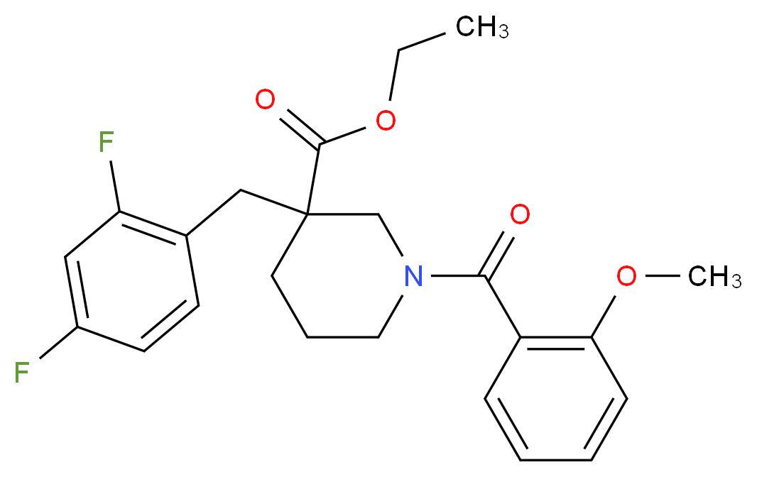 ethyl 3-(2,4-difluorobenzyl)-1-(2-methoxybenzoyl)-3-piperidinecarboxylate_Molecular_structure_CAS_)