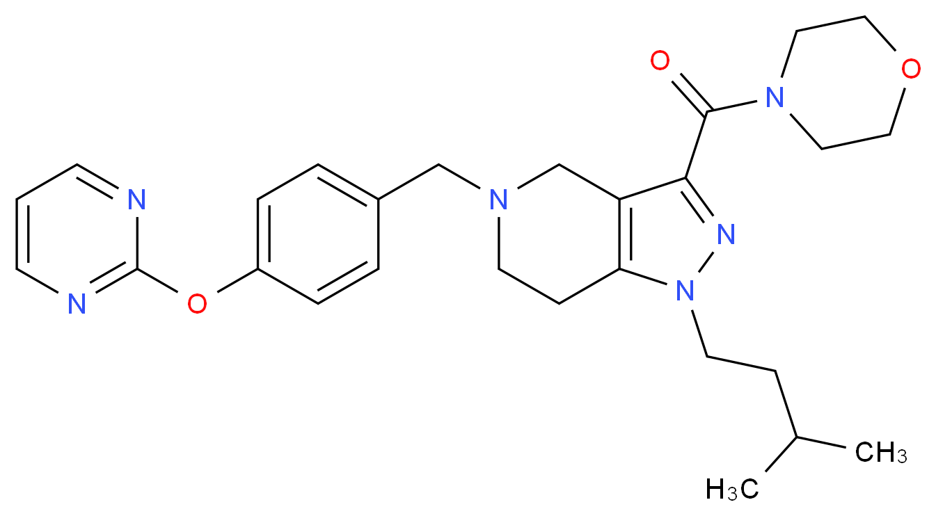 1-(3-methylbutyl)-3-(4-morpholinylcarbonyl)-5-[4-(2-pyrimidinyloxy)benzyl]-4,5,6,7-tetrahydro-1H-pyrazolo[4,3-c]pyridine_Molecular_structure_CAS_)