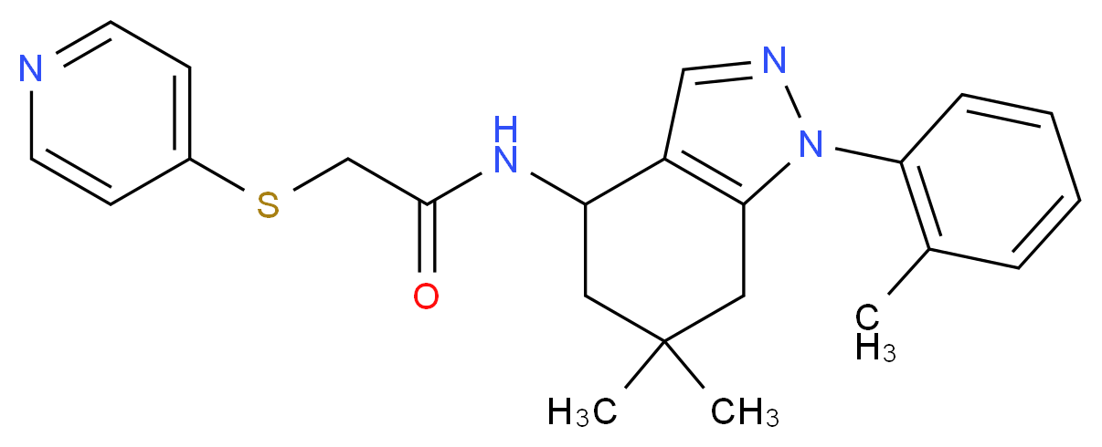 N-[6,6-dimethyl-1-(2-methylphenyl)-4,5,6,7-tetrahydro-1H-indazol-4-yl]-2-(4-pyridinylthio)acetamide_Molecular_structure_CAS_)