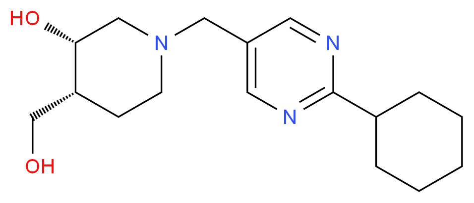 (3S*,4R*)-1-[(2-cyclohexyl-5-pyrimidinyl)methyl]-4-(hydroxymethyl)-3-piperidinol_Molecular_structure_CAS_)