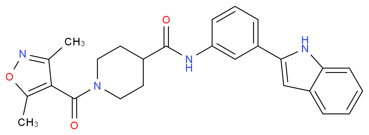 1-[(3,5-dimethyl-4-isoxazolyl)carbonyl]-N-[3-(1H-indol-2-yl)phenyl]-4-piperidinecarboxamide_Molecular_structure_CAS_)