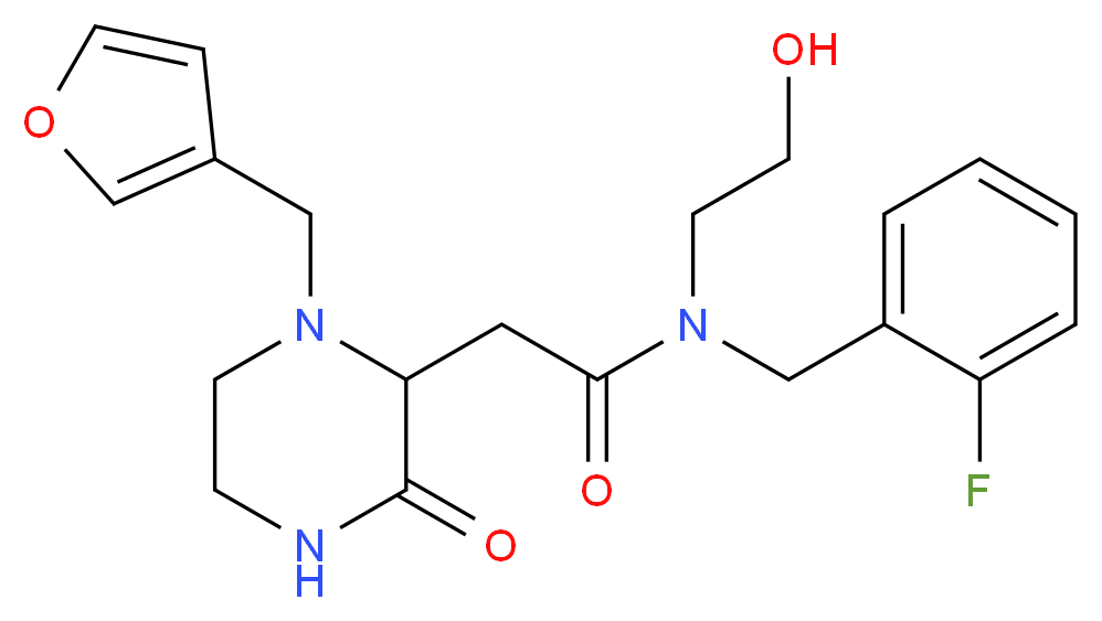 N-(2-fluorobenzyl)-2-[1-(3-furylmethyl)-3-oxo-2-piperazinyl]-N-(2-hydroxyethyl)acetamide_Molecular_structure_CAS_)