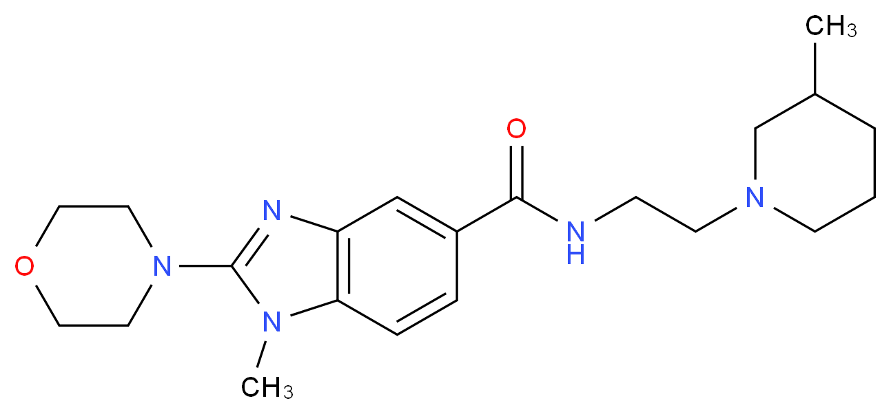 1-methyl-N-[2-(3-methyl-1-piperidinyl)ethyl]-2-(4-morpholinyl)-1H-benzimidazole-5-carboxamide_Molecular_structure_CAS_)