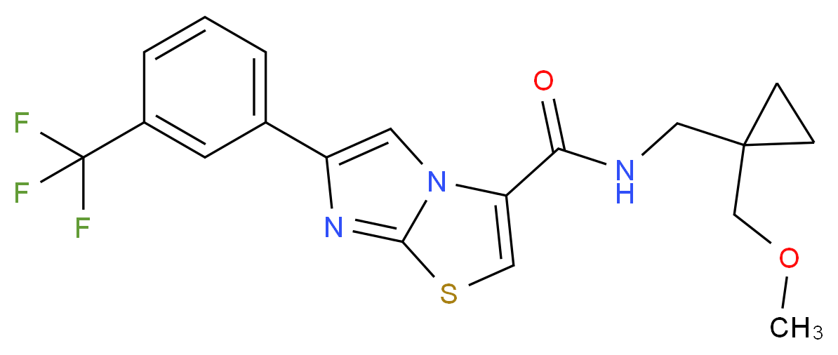 N-{[1-(methoxymethyl)cyclopropyl]methyl}-6-[3-(trifluoromethyl)phenyl]imidazo[2,1-b][1,3]thiazole-3-carboxamide_Molecular_structure_CAS_)