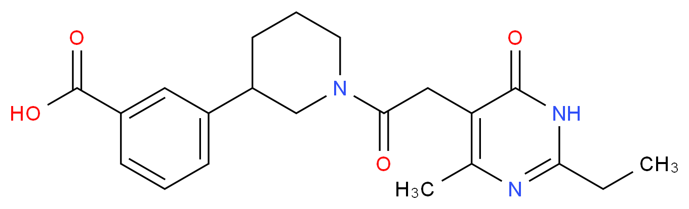 3-{1-[(2-ethyl-4-methyl-6-oxo-1,6-dihydropyrimidin-5-yl)acetyl]piperidin-3-yl}benzoic acid_Molecular_structure_CAS_)