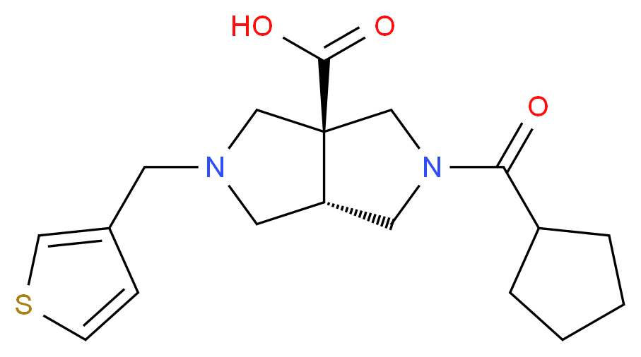 (3aS*,6aS*)-2-(cyclopentylcarbonyl)-5-(3-thienylmethyl)hexahydropyrrolo[3,4-c]pyrrole-3a(1H)-carboxylic acid_Molecular_structure_CAS_)