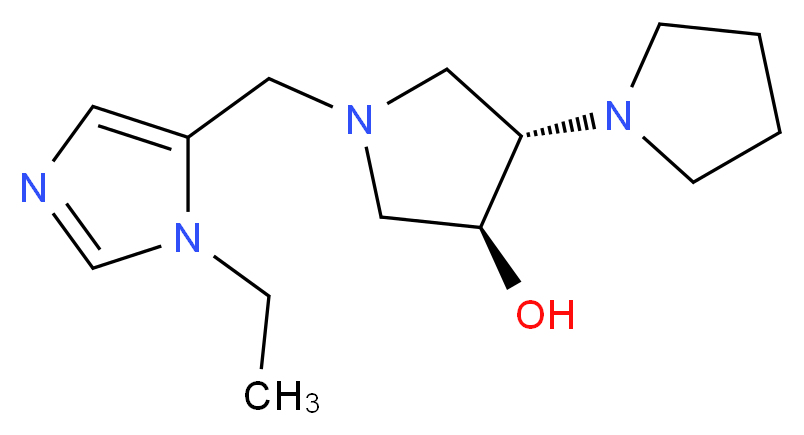 (3'S*,4'S*)-1'-[(1-ethyl-1H-imidazol-5-yl)methyl]-1,3'-bipyrrolidin-4'-ol_Molecular_structure_CAS_)