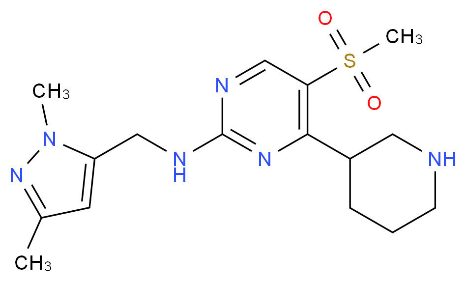 N-[(1,3-dimethyl-1H-pyrazol-5-yl)methyl]-5-(methylsulfonyl)-4-piperidin-3-ylpyrimidin-2-amine_Molecular_structure_CAS_)