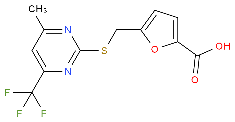 5-({[4-Methyl-6-(trifluoromethyl)pyrimidin-2-yl]-thio}methyl)-2-furoic acid_Molecular_structure_CAS_)