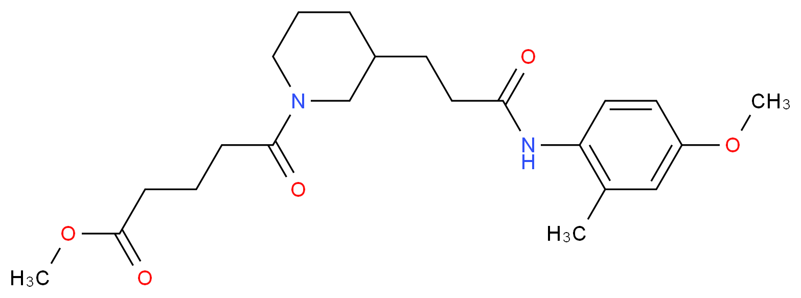 methyl 5-(3-{3-[(4-methoxy-2-methylphenyl)amino]-3-oxopropyl}-1-piperidinyl)-5-oxopentanoate_Molecular_structure_CAS_)