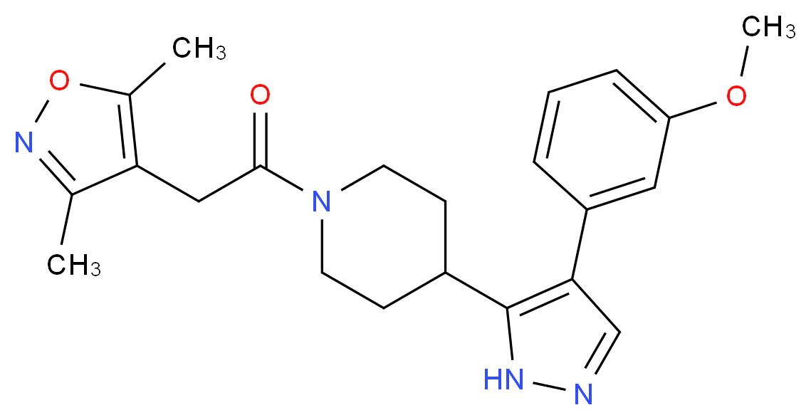 1-[(3,5-dimethylisoxazol-4-yl)acetyl]-4-[4-(3-methoxyphenyl)-1H-pyrazol-5-yl]piperidine_Molecular_structure_CAS_)