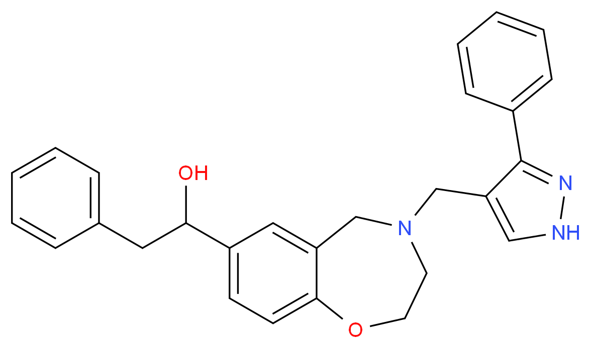 2-phenyl-1-{4-[(3-phenyl-1H-pyrazol-4-yl)methyl]-2,3,4,5-tetrahydro-1,4-benzoxazepin-7-yl}ethanol_Molecular_structure_CAS_)