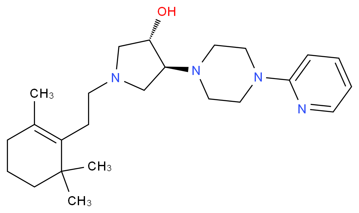 (3S*,4S*)-4-[4-(2-pyridinyl)-1-piperazinyl]-1-[2-(2,6,6-trimethyl-1-cyclohexen-1-yl)ethyl]-3-pyrrolidinol_Molecular_structure_CAS_)