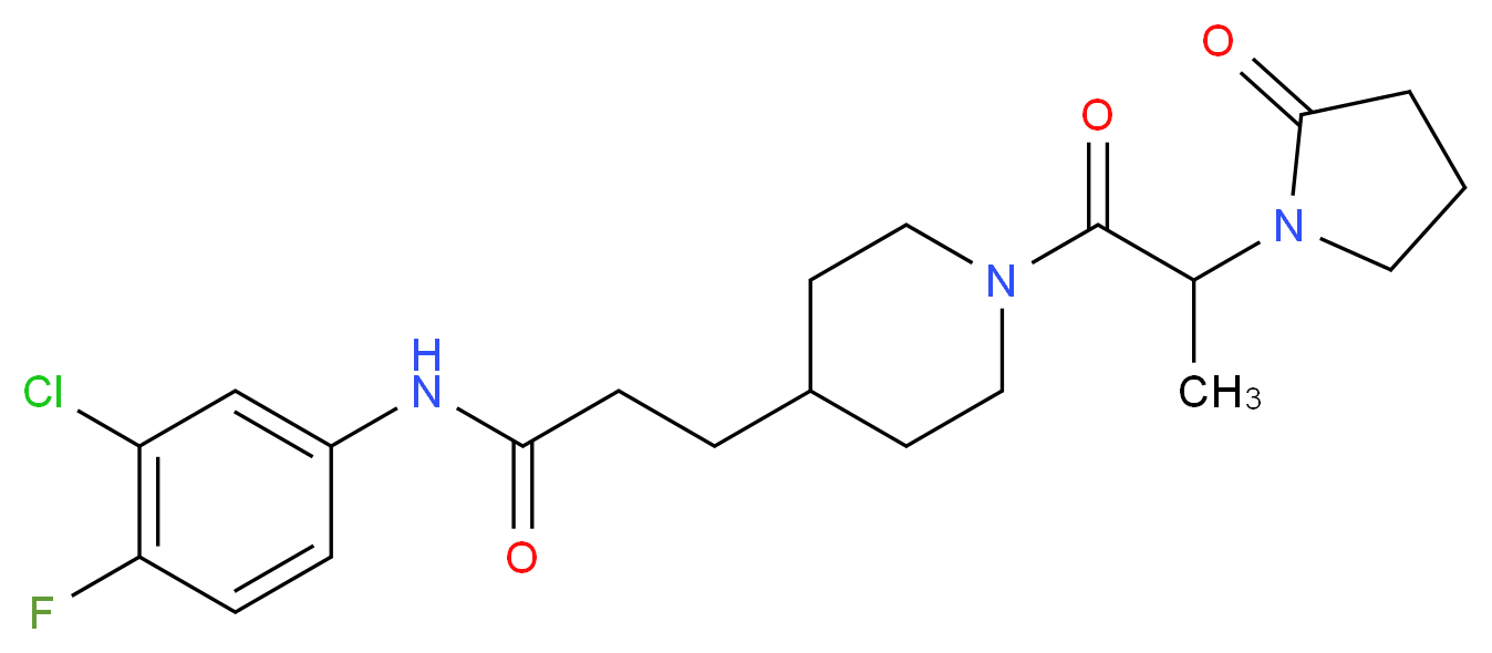 N-(3-chloro-4-fluorophenyl)-3-{1-[2-(2-oxo-1-pyrrolidinyl)propanoyl]-4-piperidinyl}propanamide_Molecular_structure_CAS_)