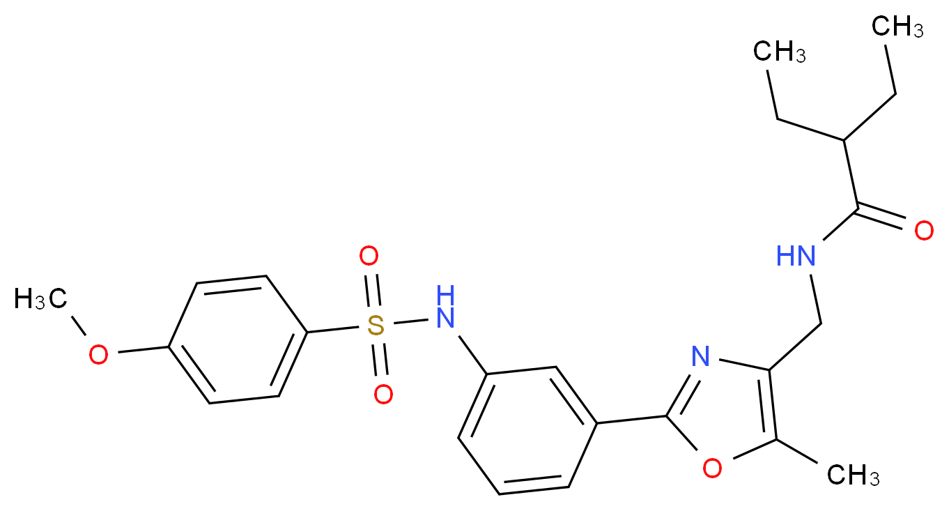 2-ethyl-N-{[2-(3-{[(4-methoxyphenyl)sulfonyl]amino}phenyl)-5-methyl-1,3-oxazol-4-yl]methyl}butanamide_Molecular_structure_CAS_)