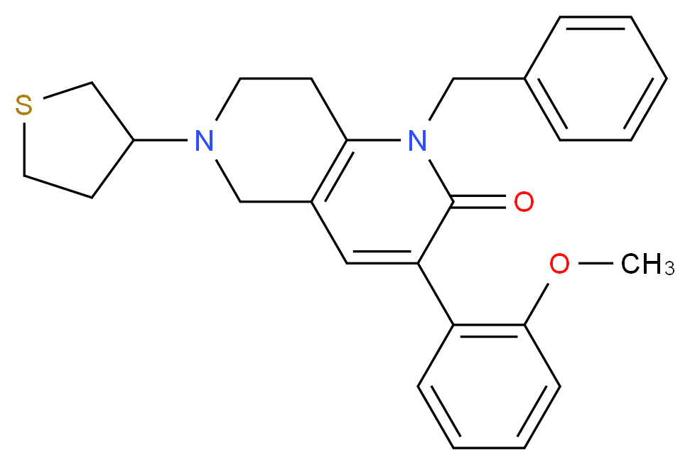 1-benzyl-3-(2-methoxyphenyl)-6-(tetrahydro-3-thienyl)-5,6,7,8-tetrahydro-1,6-naphthyridin-2(1H)-one_Molecular_structure_CAS_)