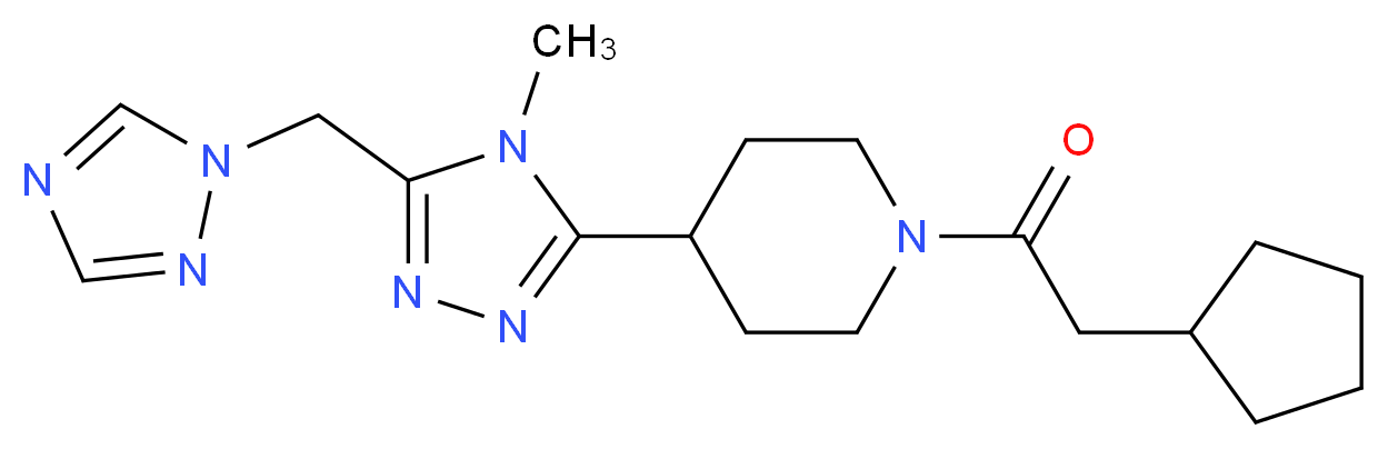 1-(cyclopentylacetyl)-4-[4-methyl-5-(1H-1,2,4-triazol-1-ylmethyl)-4H-1,2,4-triazol-3-yl]piperidine_Molecular_structure_CAS_)