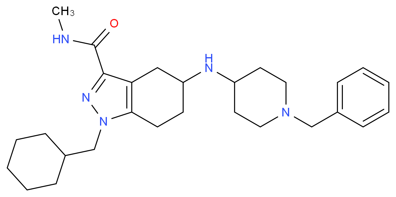 5-[(1-benzyl-4-piperidinyl)amino]-1-(cyclohexylmethyl)-N-methyl-4,5,6,7-tetrahydro-1H-indazole-3-carboxamide_Molecular_structure_CAS_)