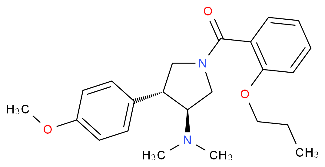 (3S*,4R*)-4-(4-methoxyphenyl)-N,N-dimethyl-1-(2-propoxybenzoyl)pyrrolidin-3-amine_Molecular_structure_CAS_)