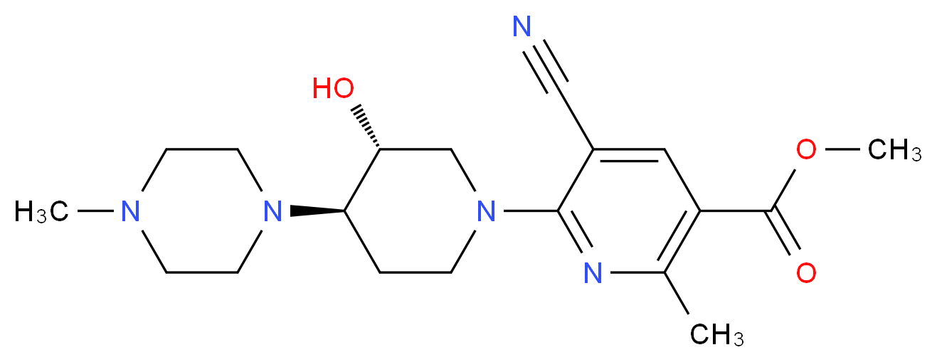methyl 5-cyano-6-[(3R*,4R*)-3-hydroxy-4-(4-methyl-1-piperazinyl)-1-piperidinyl]-2-methylnicotinate_Molecular_structure_CAS_)