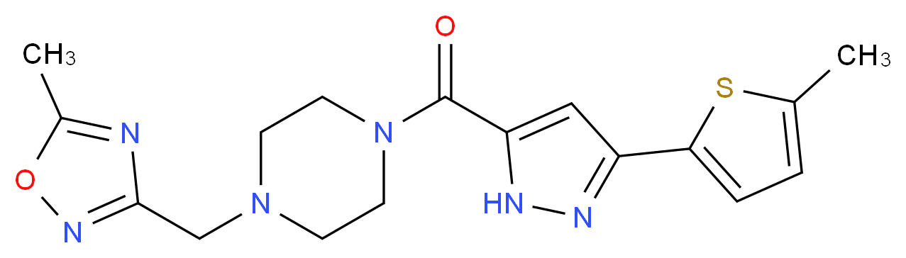 1-[(5-methyl-1,2,4-oxadiazol-3-yl)methyl]-4-{[3-(5-methyl-2-thienyl)-1H-pyrazol-5-yl]carbonyl}piperazine_Molecular_structure_CAS_)