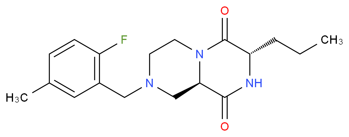 (3S,9aR)-8-(2-fluoro-5-methylbenzyl)-3-propyltetrahydro-2H-pyrazino[1,2-a]pyrazine-1,4(3H,6H)-dione_Molecular_structure_CAS_)