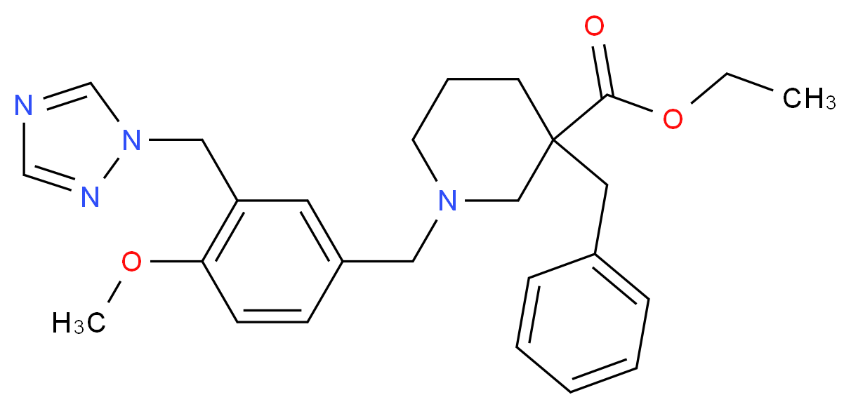 ethyl 3-benzyl-1-[4-methoxy-3-(1H-1,2,4-triazol-1-ylmethyl)benzyl]-3-piperidinecarboxylate_Molecular_structure_CAS_)