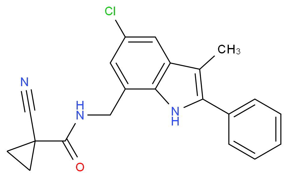 N-[(5-chloro-3-methyl-2-phenyl-1H-indol-7-yl)methyl]-1-cyanocyclopropanecarboxamide_Molecular_structure_CAS_)