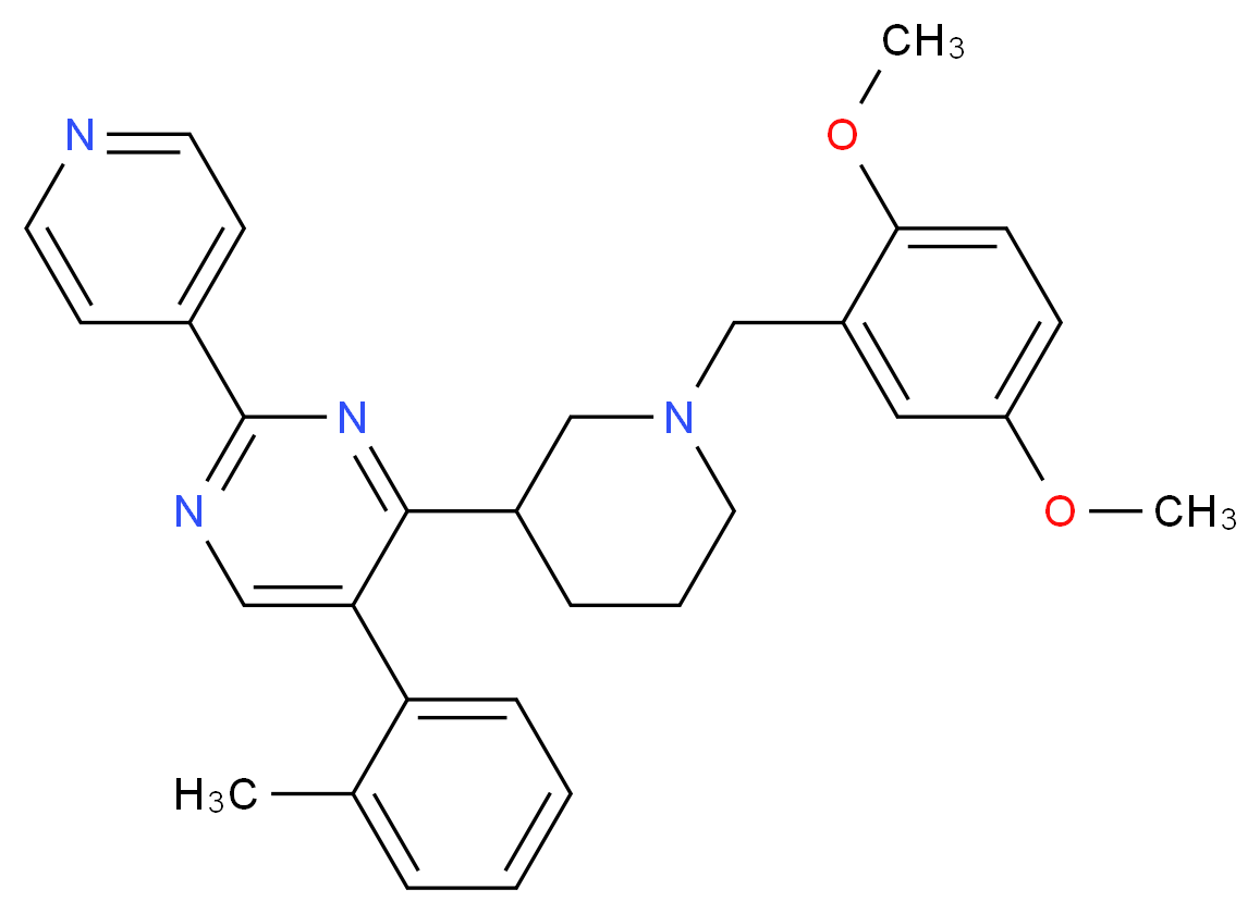 4-[1-(2,5-dimethoxybenzyl)-3-piperidinyl]-5-(2-methylphenyl)-2-(4-pyridinyl)pyrimidine_Molecular_structure_CAS_)
